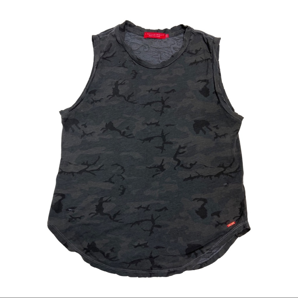 Philanthropy | Camo Distressed Muscle Tank Size S